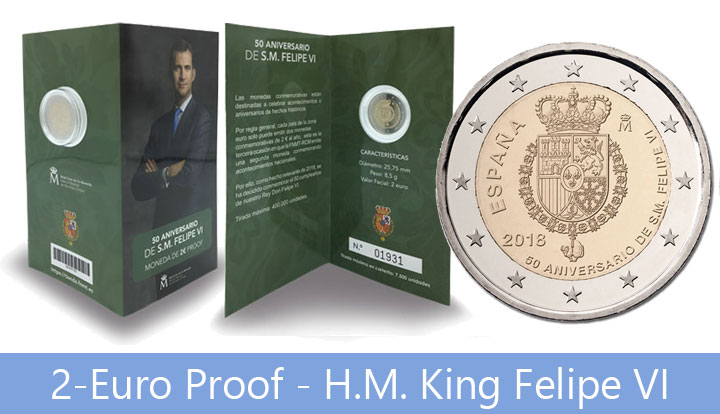 2-Euro Proof - 50th Anniversary of H.M. King Felipe VI