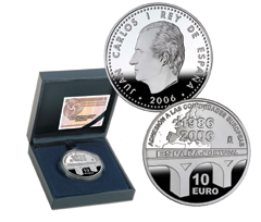 Obverse, reverse and presentation case. 20th Anniversary of the Accession of Portugal and Spain to the European Community