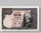 Billete de 5.000 pesetas de 1976