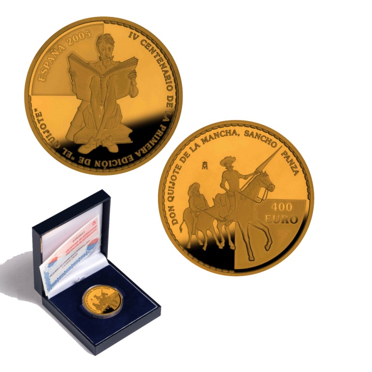 8 escudos oro IV Centenario de la publicación de El Quijote. Abre en ventana nueva
