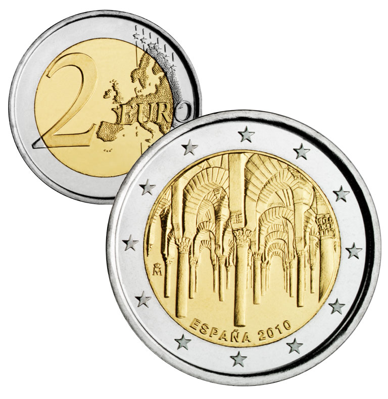 Moneda de 2 Euros conmemorativa del centro histórico de Córdoba. Abre en ventana nueva